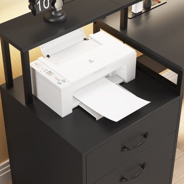 Computer Desk, Corner Home Office Table With Drawer File Cabinet - Image 4