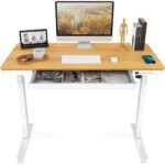 Home+Office+Height+Adjustable+Standing+Desk+with+Drawer,+46.5_+H+x+47.4_+W+x+23.7_+D,+Maple_White