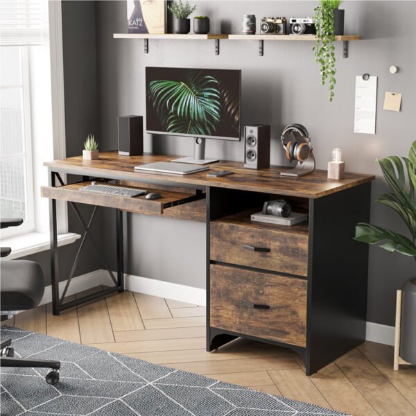 Labelle 55" W Writing Study Computer Table Workstation with Keyboard Tray - Image 3