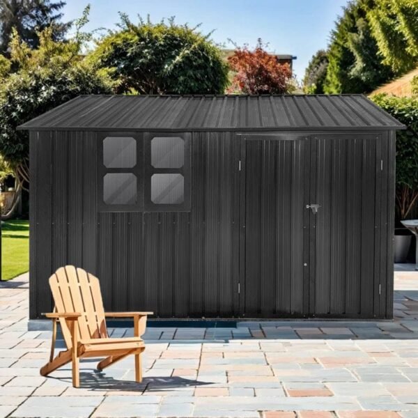 10ft x 8ft Garden Shelter with Window - Outdoor Metal Storage Shed - Image 3