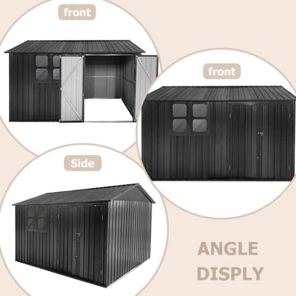 10ft x 8ft Garden Shelter with Window - Outdoor Metal Storage Shed - Image 6