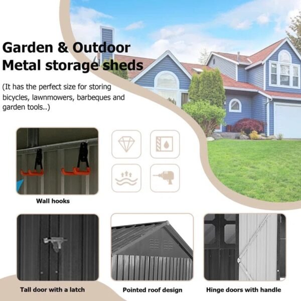 10ft x 8ft Garden Shelter with Window - Outdoor Metal Storage Shed - Image 7