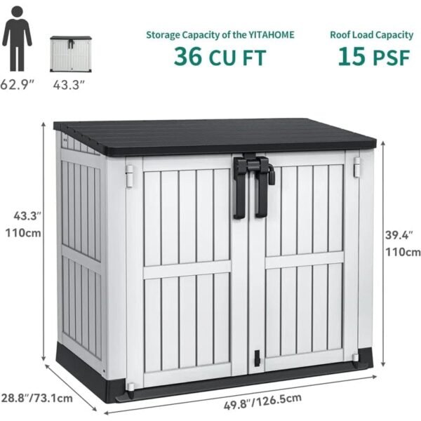 36 cu. ft. waterproof outdoor lateral storage, weatherproof utility shed - Image 4