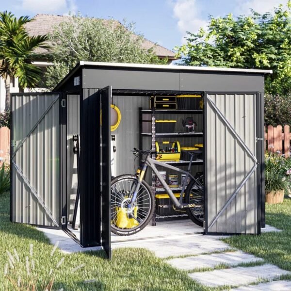4' X 8' Shed Outdoor Storage Shed With Triple Lockable Door - Image 2
