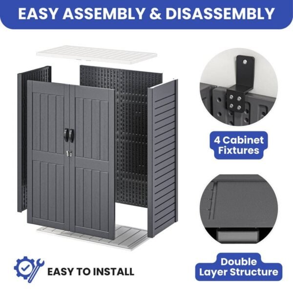 4 ft. W x 2 ft. D Polyethylene Plastic Vertical Tool Shed - Image 5