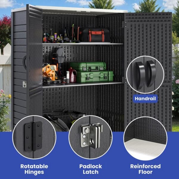 4 ft. W x 2 ft. D Polyethylene Plastic Vertical Tool Shed - Image 4
