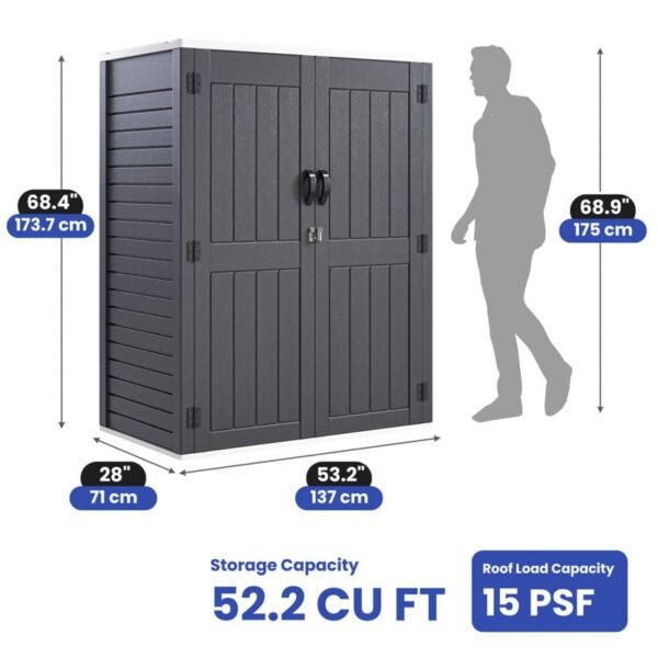 4 ft. W x 2 ft. D Polyethylene Plastic Vertical Tool Shed - Image 3