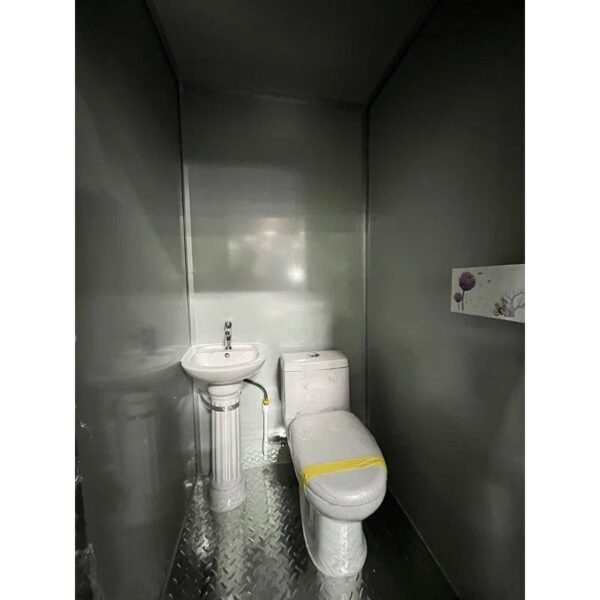 6 ft. 6 in W x 3 ft. 5 in. D Metal Portable Shed with Double Stall Flushing Restroom and Sink - Image 6