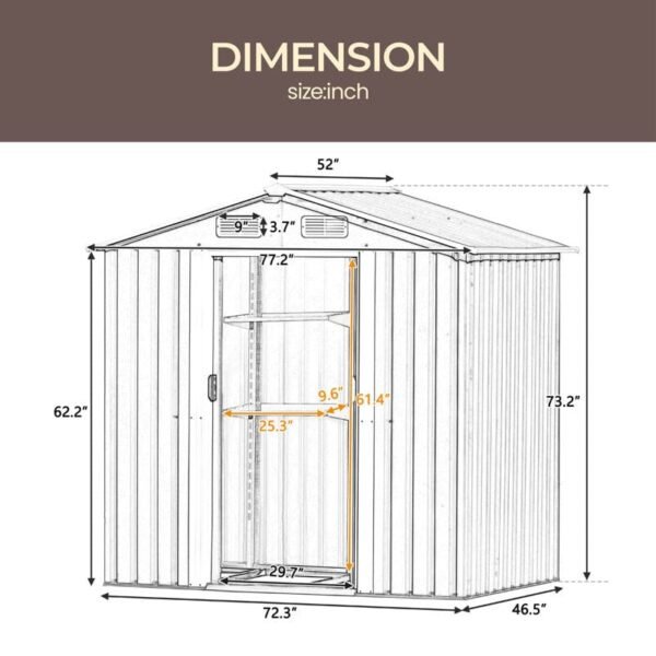 6 ft. W x 4 ft. D Stainless Steel Horizontal Garage Shed - Image 7