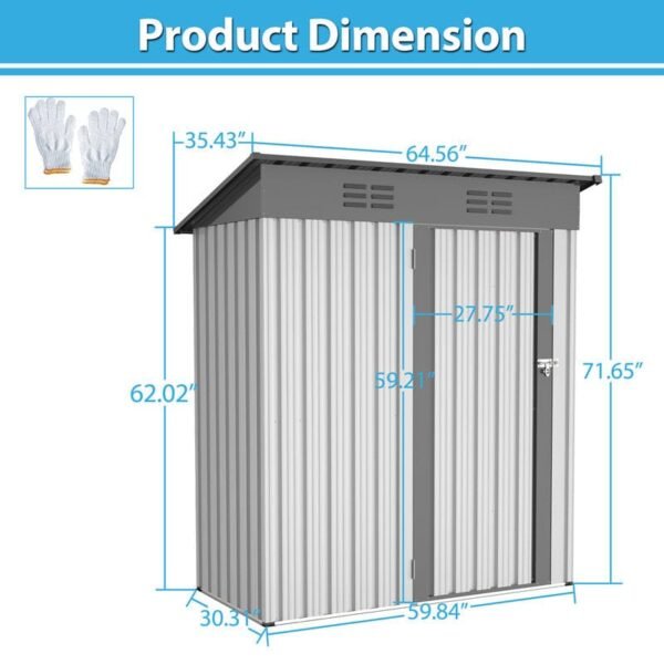 6 ft. W x 5 ft. D Lean-to Tool Shed - Image 4