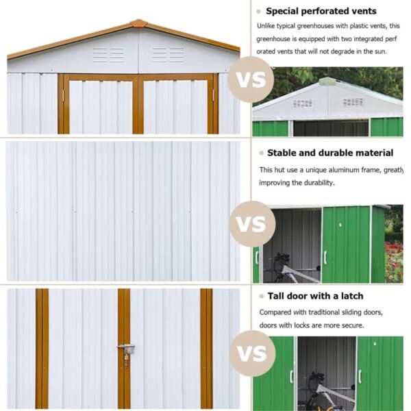 6ftx8ft Metal Outdoor Storage Shed - for Garden Shelter - Image 5