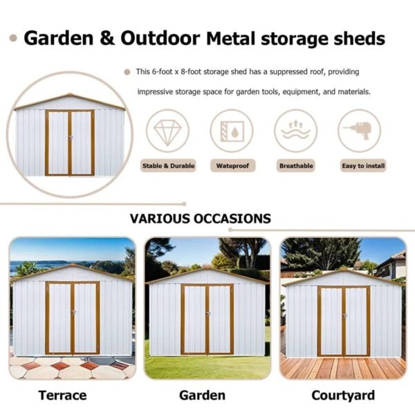 6ftx8ft Metal Outdoor Storage Shed - for Garden Shelter - Image 6