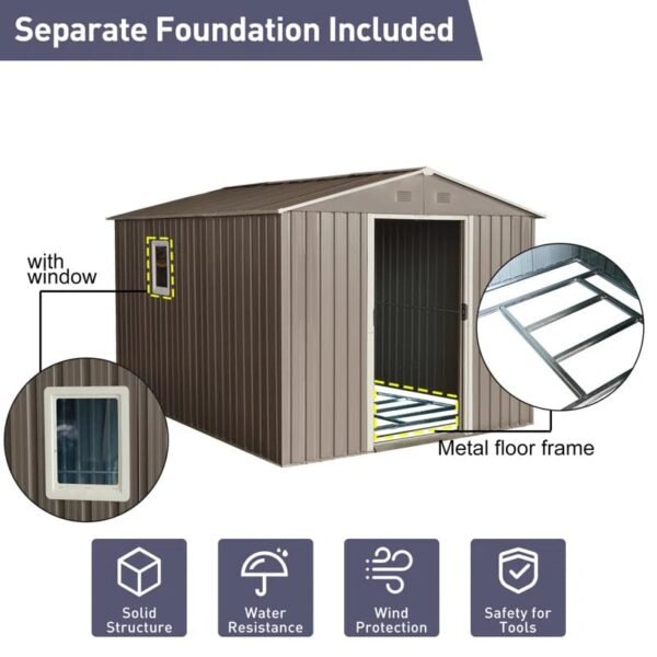 8 ft. x 10 ft. Metal Traditional Storage Shed - Image 2
