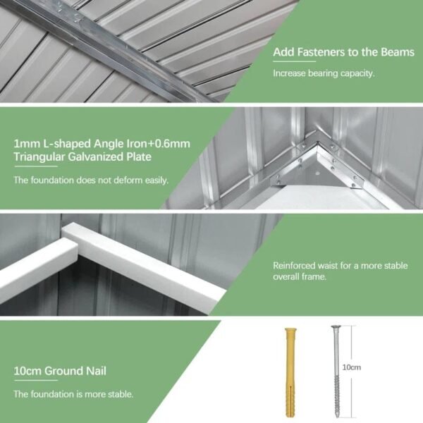 9 ft. W x 10 ft. D Metal Traditional Storage Shed - Image 5