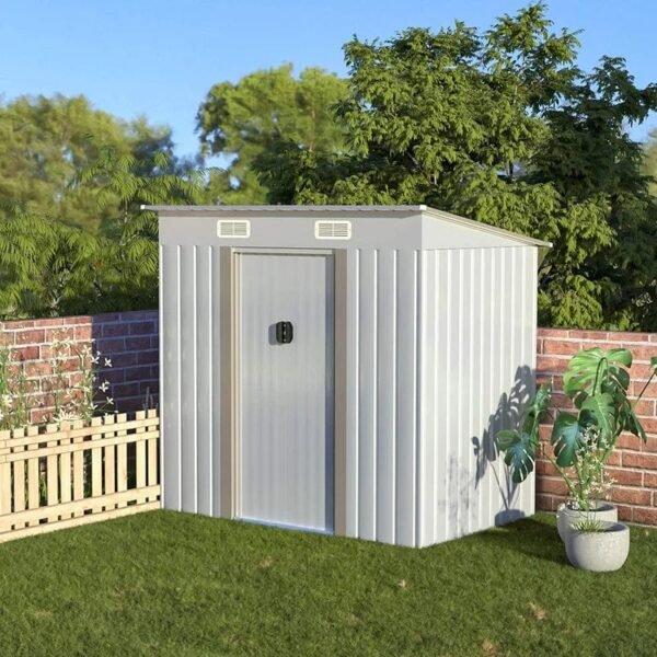 Aoxun 4' X 6' Metal Outdoor Garden Storage Shed Outdoor Tool House With Sliding Door For Backyard Garden Lawn Equipment (without Floor Frame)