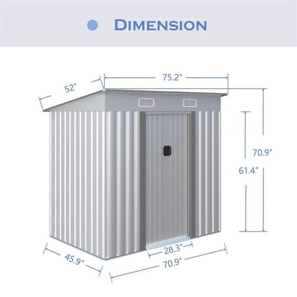 Aoxun 4' X 6' Metal Outdoor Garden Storage Shed Outdoor Tool House With Sliding Door For Backyard Garden Lawn Equipment (without Floor Frame) - Image 3