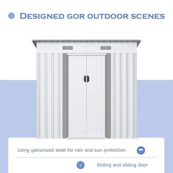 Aoxun 4' X 6' Metal Outdoor Garden Storage Shed Outdoor Tool House With Sliding Door For Backyard Garden Lawn Equipment (without Floor Frame) - Image 7