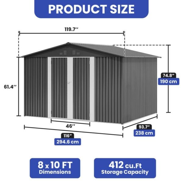 Galvanized Steel Outdoor Storage Shed - Image 6
