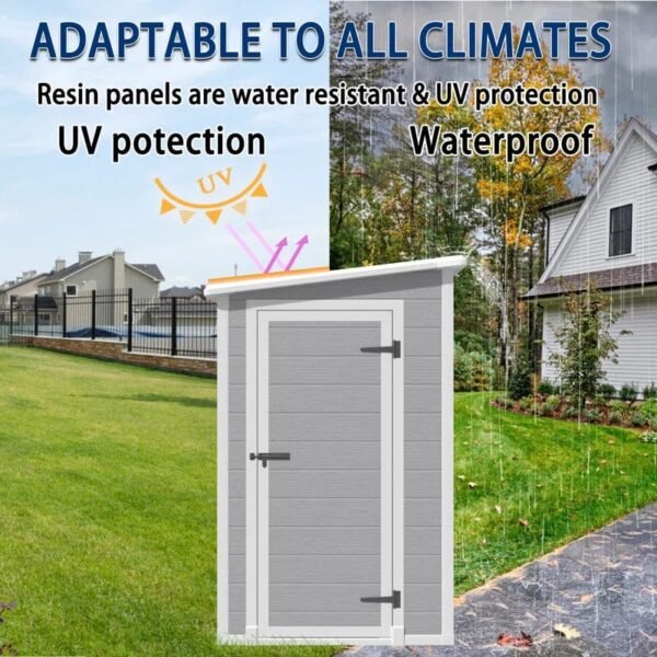 Outdoor Storage Shed, 5x4 FT Resin Shed with Floor, Weather-Resistant Plastic Garden Shed - Image 3