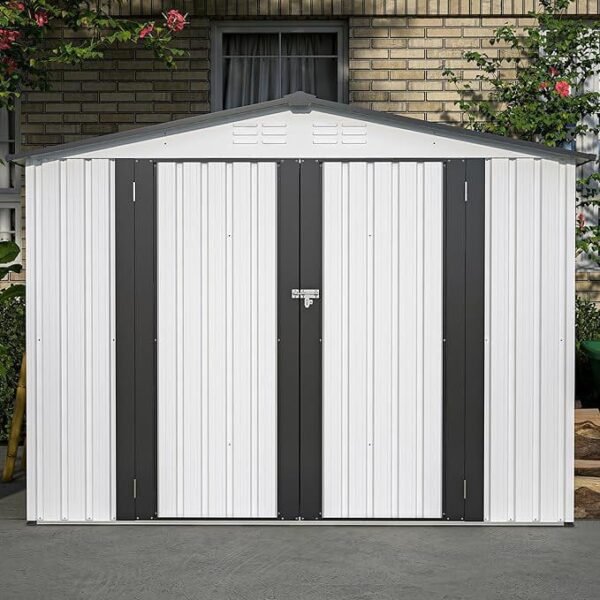 Outdoor Storage Shed, All Weather Metal Sheds with 2 Lockable Doors - Image 2