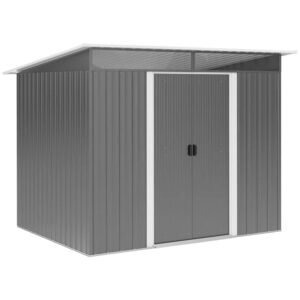 Outsunny 6'' X 8.5'' Outdoor Metal Garden Shed Utility Tool Storage Steel Backyard House, Grey