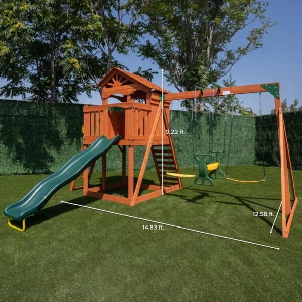 Sportspower Oak Grove Wooden Swing Set with Lifetime Warranty on 8' Blow Molded Slide - Image 6