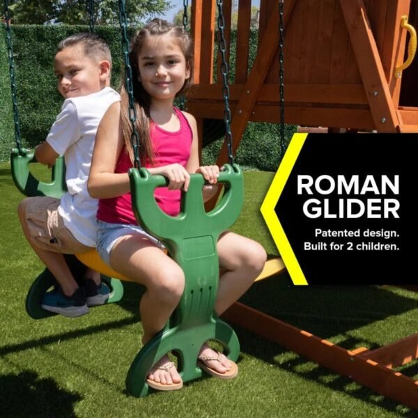 Sportspower Oak Grove Wooden Swing Set with Lifetime Warranty on 8' Blow Molded Slide - Image 7