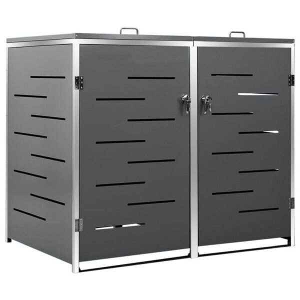 VidaXL Garbage Can Storage Wheelie Bin Trash Can Enclosure Stainless Steel