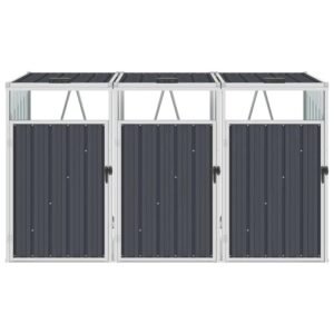Vidaxl Triple Garbage Bin Shed Anthracite 83.9"X31.9"X47.6" Steel