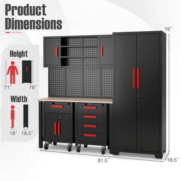 WFX Utility™ 6pcs Garage Cabinets And Storage System Set With Pegboard & Rubber Wood Worktop - Image 4