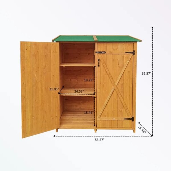 Wooden shed with two doors and shelves - Image 7