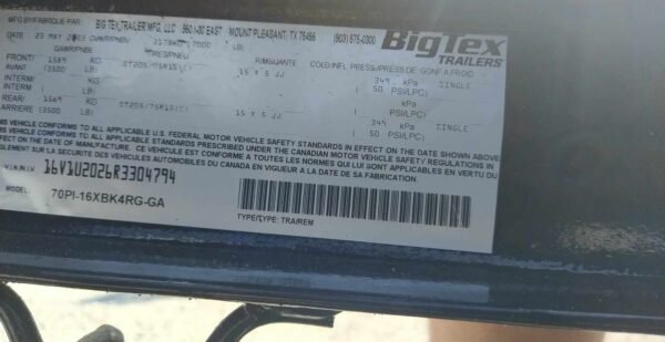 7X16 Big Tex Tandem Axle Pipe Black Utility Trailer (70PI-16XBK4RG-GA) - Image 4
