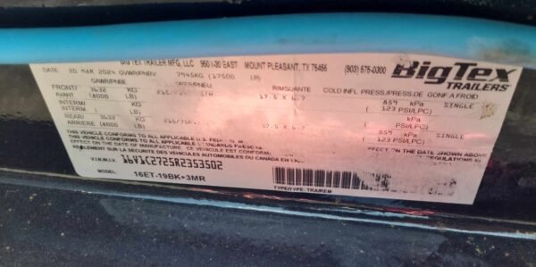 22 Foot Big Tex Super Duty Tandem Axle with Mega Ramp Black Equipment Trailer (16ET-19BK+3MR) - Image 4