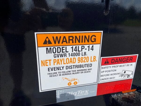14 Foot Big Tex Heavy Duty Low Profile with Spreader Gate Black Dump Trailer (14LP-14BK6SIRPD) - Image 7