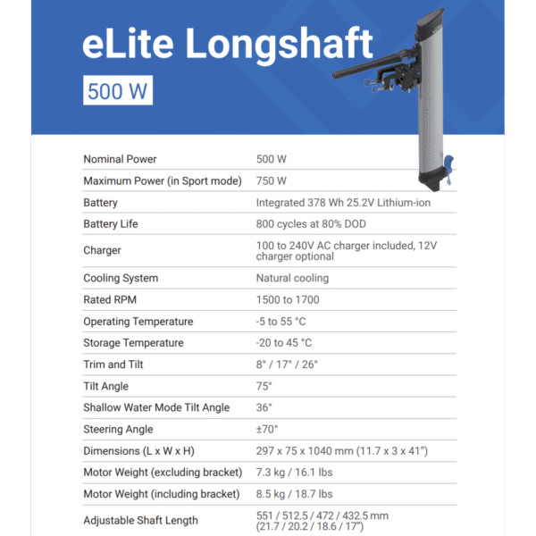 EPropulsion eLite Long Shaft 1.5hp 500W Electric Outboard Motor - Image 2