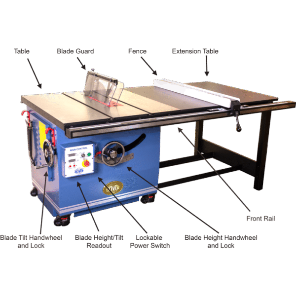 Oliver Machinery 16” 3 Phase 10 HP Professional Heavy-Duty Table Saw with 52” Rails - Image 6