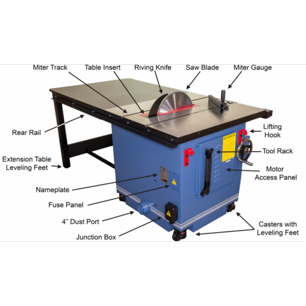 Oliver Machinery 16” 3 Phase 10 HP Professional Heavy-Duty Table Saw with 52” Rails - Image 7