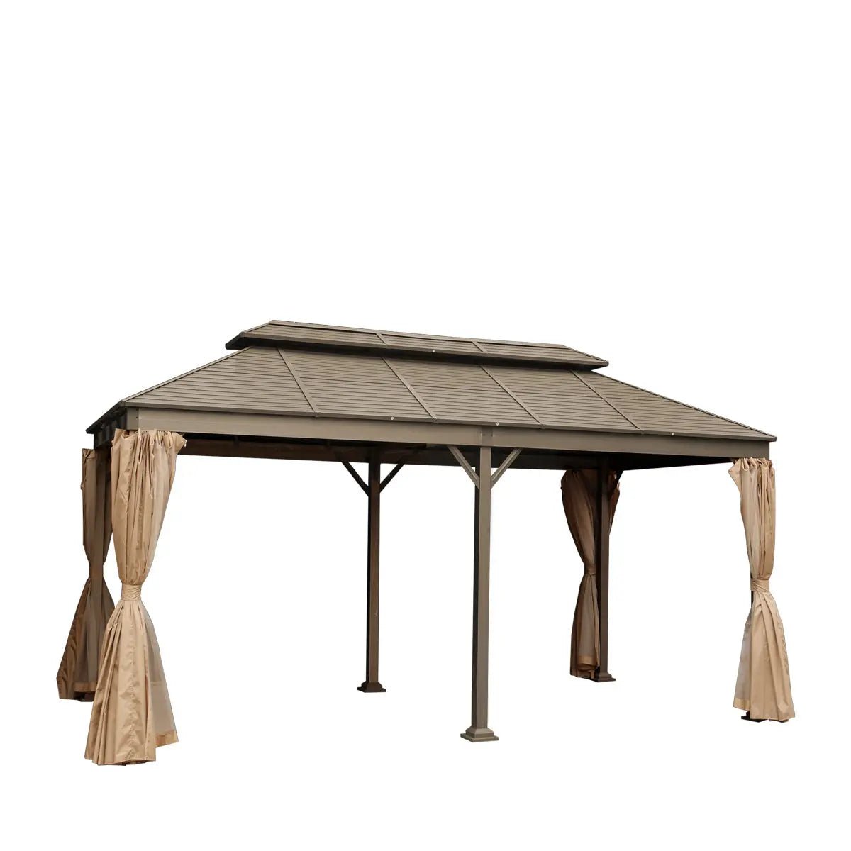 10’ x 20’ Hardtop, Double Tier Steel Roof Patio Gazebo, Mosquito Nets & Curtains Included, TMG-LGZ21 - Image 10