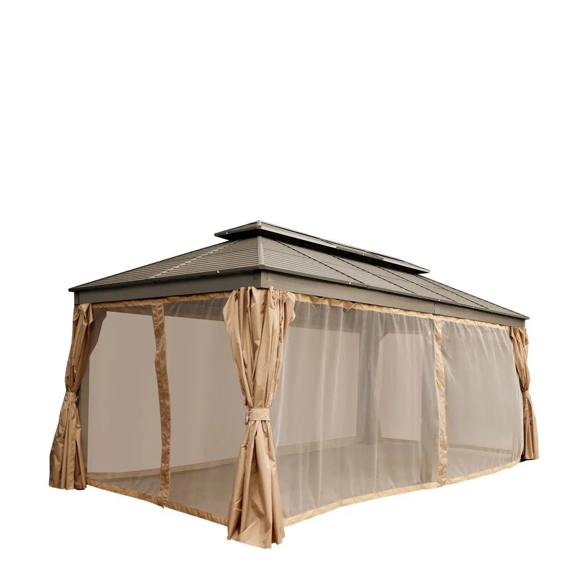 10’ x 20’ Hardtop, Double Tier Steel Roof Patio Gazebo, Mosquito Nets & Curtains Included, TMG-LGZ21 - Image 11