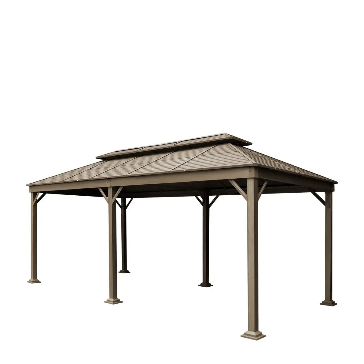10’ x 20’ Hardtop, Double Tier Steel Roof Patio Gazebo, Mosquito Nets & Curtains Included, TMG-LGZ21 - Image 2