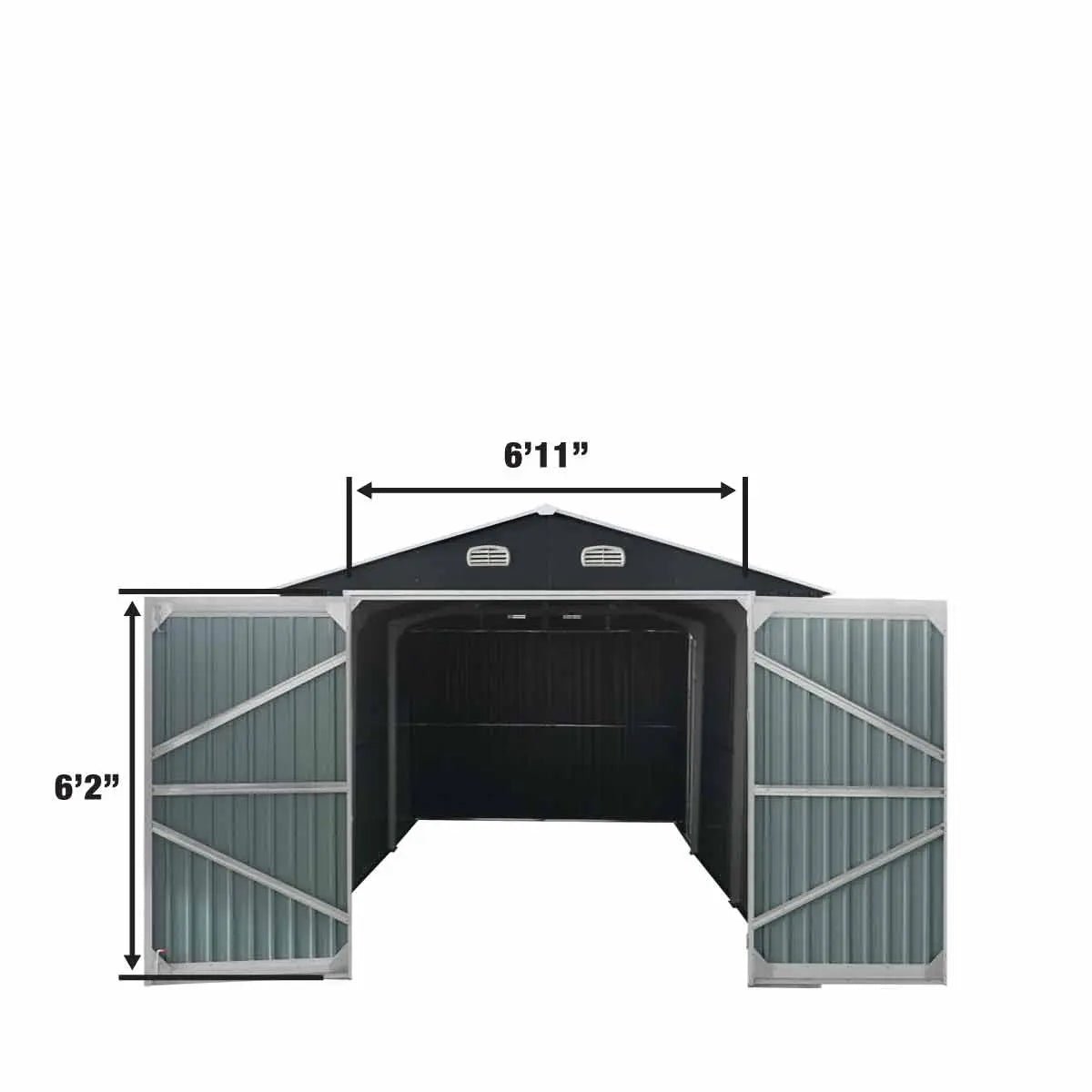 10’ x 20’ Metal Garage Shed with Double Front Doors, 7’8" Peak Height, Side Entry Door, 185 Sq-Ft Floor Space, TMG-MS1020A - Image 5