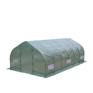 10’ x 20’ Tunnel Greenhouse Grow Tent w/Ripstop Leno Cover, Cold Frame, Roll-Up Mesh Windows, Peak Roof, TMG-GH1020P