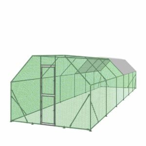 10’ x 40’ Wire Mesh Chicken Run Shelter Coop, Galvanized Steel, 400 Sq-Ft, Lockable Gate, PVC Coated Mesh, TMG-CRS1040