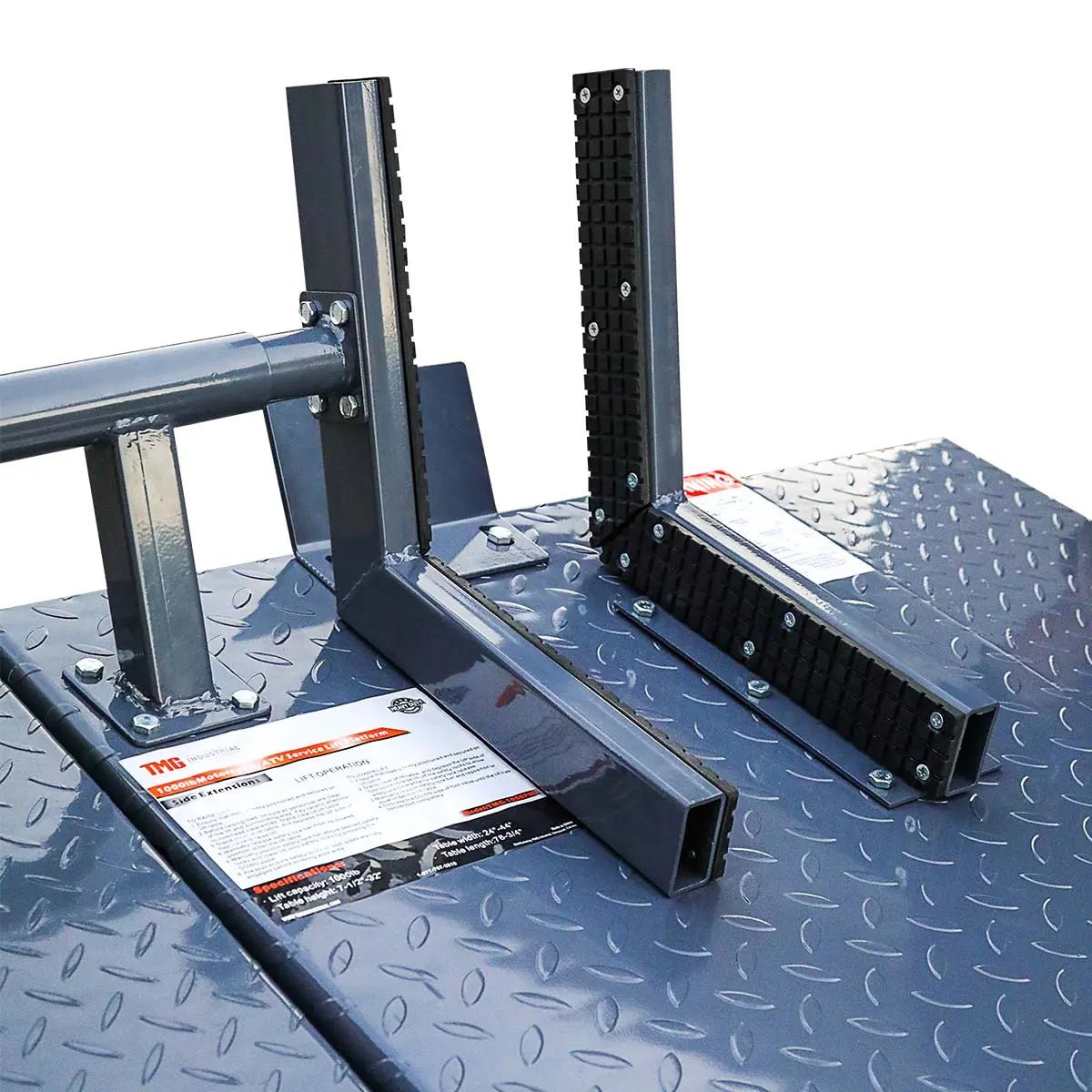 1000 lb Portable Motorcycle/ATV Scissor Lift, 44" Work Platform, 10" Side Panel Extensions, 79" Platform Length, Front Vise Kit, TMG-1000PML - Image 9