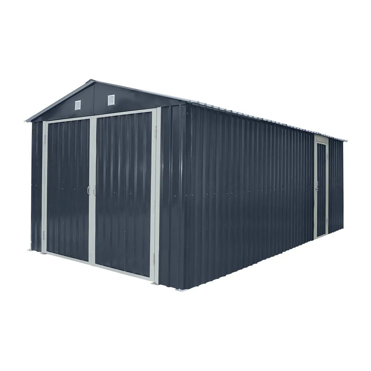 Pro Series 10' x 20' Metal Garage Shed with Double Front Doors and Side Entry Door, 8' Peak Height TMG-MS1020B