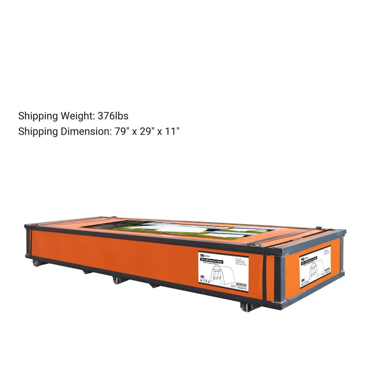 12’ x 20’ Car Shelter w/Rounded Roof & Heavy-Duty 11 OZ PE Fabric Cover, Galvanized Steel Frame, Fabric front roll-up door, TMG-ST1220R - Image 14