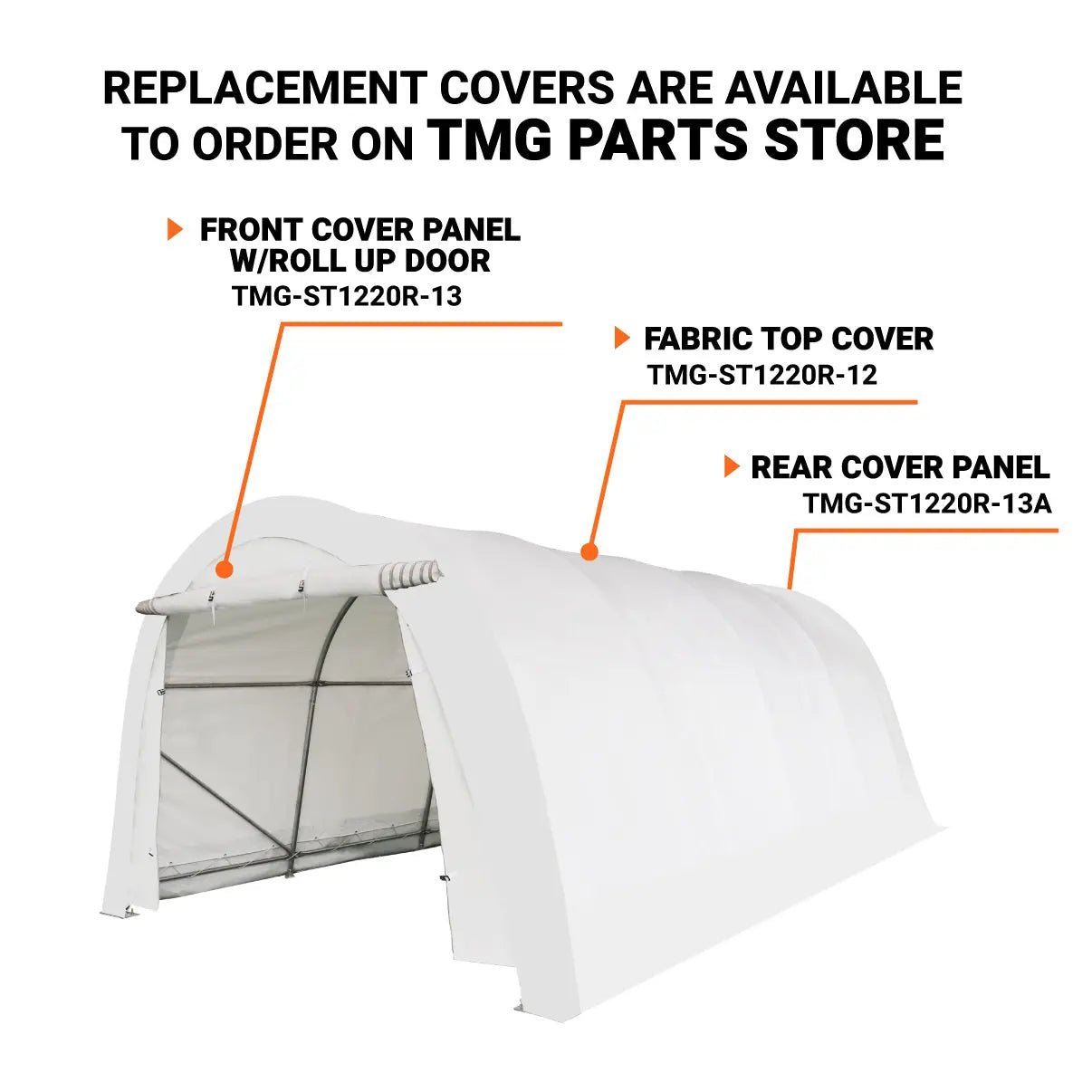 12’ x 20’ Car Shelter w/Rounded Roof & Heavy-Duty 11 OZ PE Fabric Cover, Galvanized Steel Frame, Fabric front roll-up door, TMG-ST1220R - Image 3