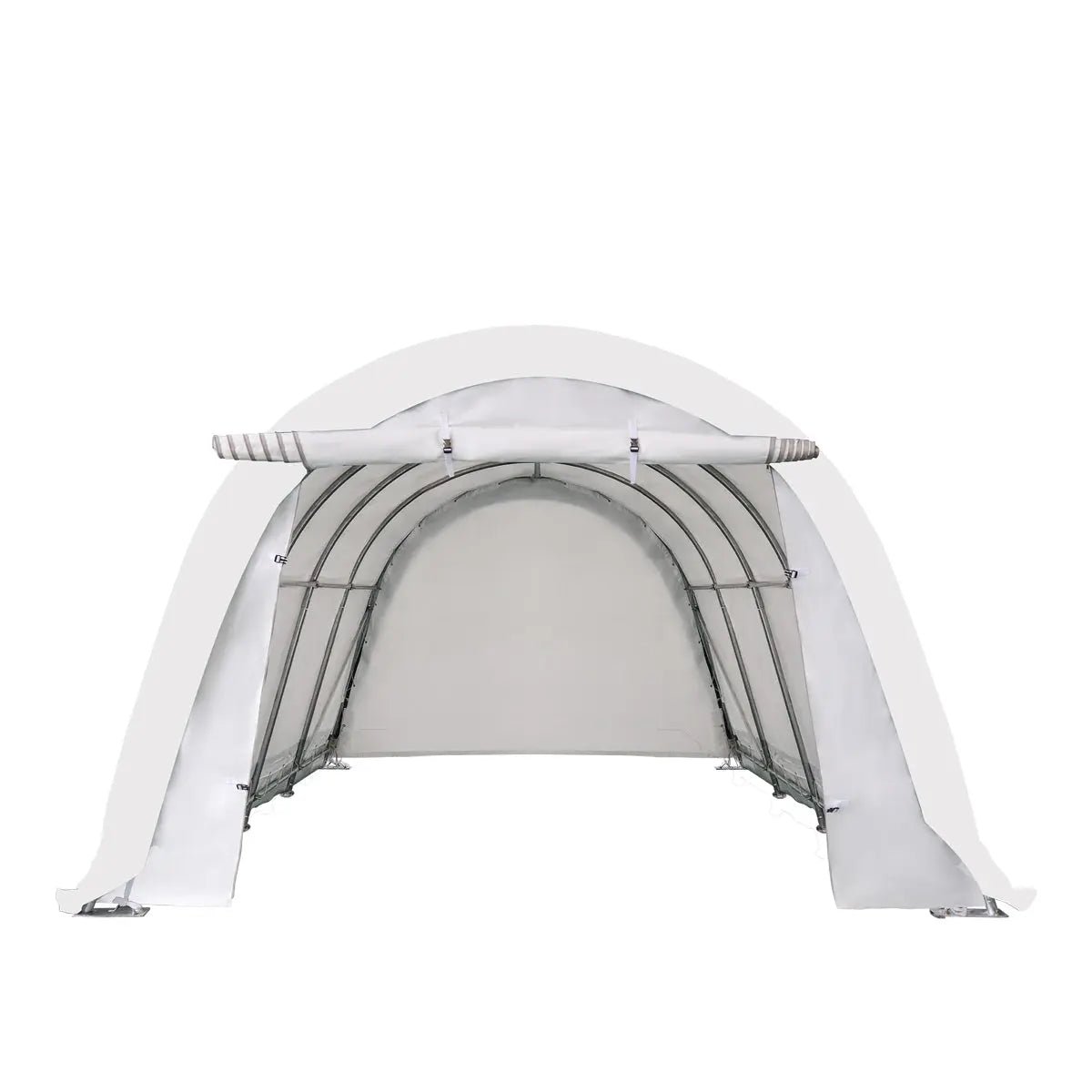 12’ x 20’ Car Shelter w/Rounded Roof & Heavy-Duty 11 OZ PE Fabric Cover, Galvanized Steel Frame, Fabric front roll-up door, TMG-ST1220R - Image 5