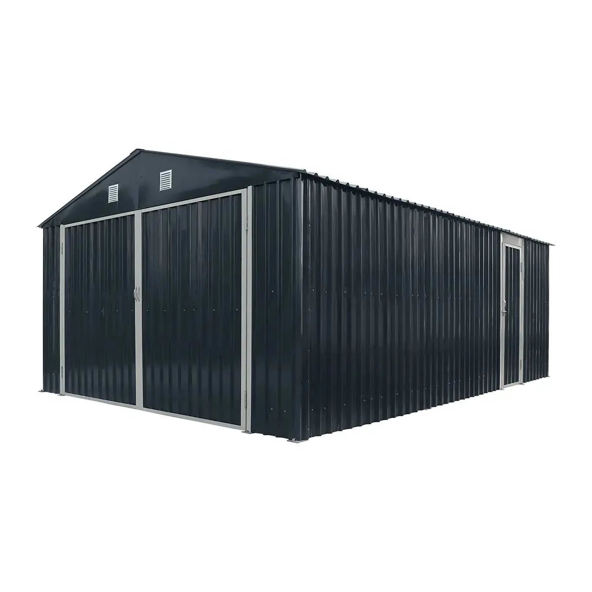 Pro Series 13' x 20' Metal Garage Shed with Double Front Doors and Side Entry Door, 8'6" Peak Height TMG-MS1320B