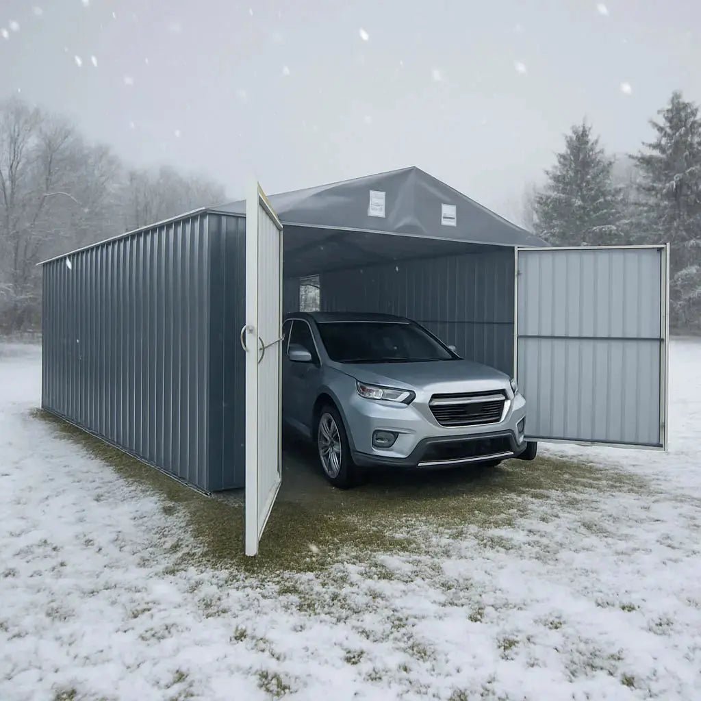 Pro Series 13' x 20' Metal Garage Shed with Double Front Doors and Side Entry Door, 8'6" Peak Height TMG-MS1320B - Image 3